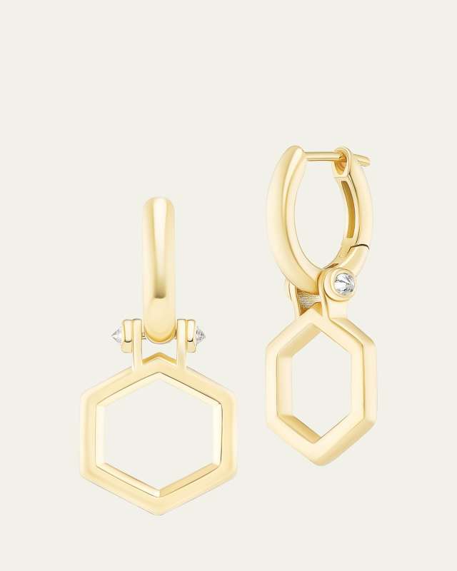 18K Yellow Gold Foundation Huggie Earrings with Diamonds
